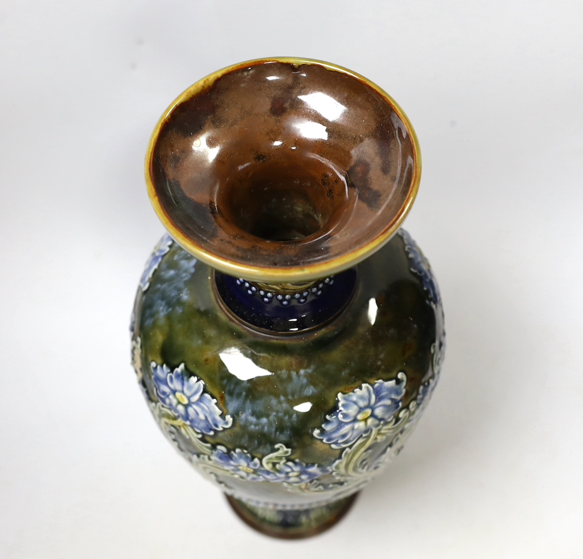 A Doulton Lambeth stoneware vase, 34cm